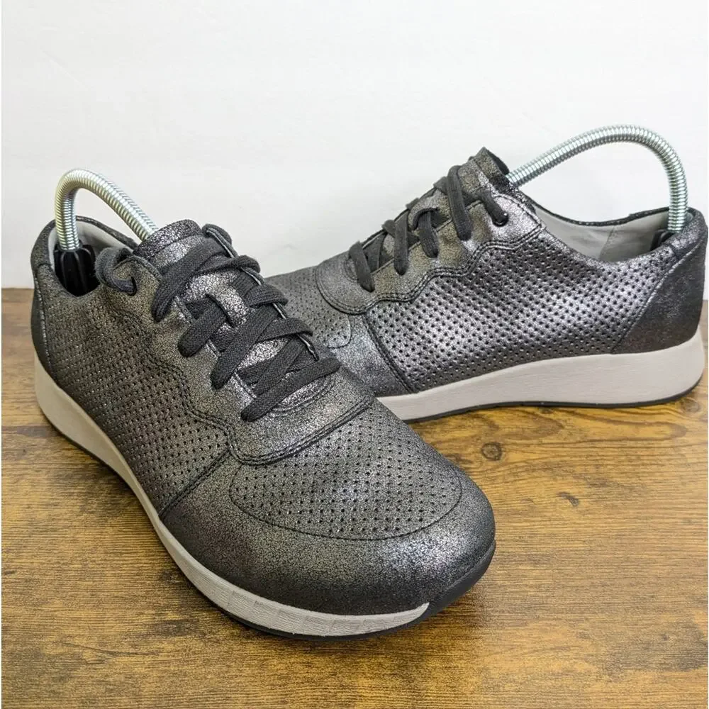 Dansko Christina Sneakers 10.5 11 EU 41 Metallic Pewter Perforated Casual Lace